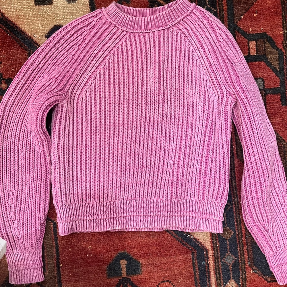 J. Crew Pink Ribbed Crew Neck Sweater